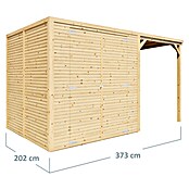 Bertilo Gerätehaus Box 3 mit Anbau (Außenmaß inkl. Dachüberstand (B x T): 212 x 207 cm, Holz, Naturbelassen) | BAUHAUS