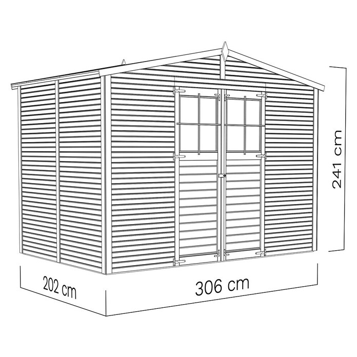 Bertilo Gartenhaus Plexi Apex 4 (Außenmaß inkl. Dachüberstand (B x T): 232 x 325 cm, Holz, Natur, Ohne Anbau) | BAUHAUS