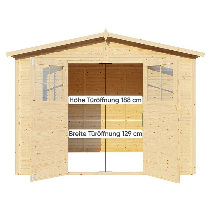 Bertilo Gartenhaus Plexi Apex 4 (Außenmaß inkl. Dachüberstand (B x T): 232 x 325 cm, Holz, Natur, Ohne Anbau) | BAUHAUS