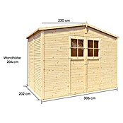 Bertilo Gartenhaus Plexi Apex 4 (Außenmaß inkl. Dachüberstand (B x T): 232 x 325 cm, Holz, Natur, Ohne Anbau) | BAUHAUS