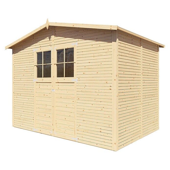 Bertilo Gartenhaus Plexi Apex 4 (Außenmaß inkl. Dachüberstand (B x T): 232 x 325 cm, Holz, Natur, Ohne Anbau) | BAUHAUS