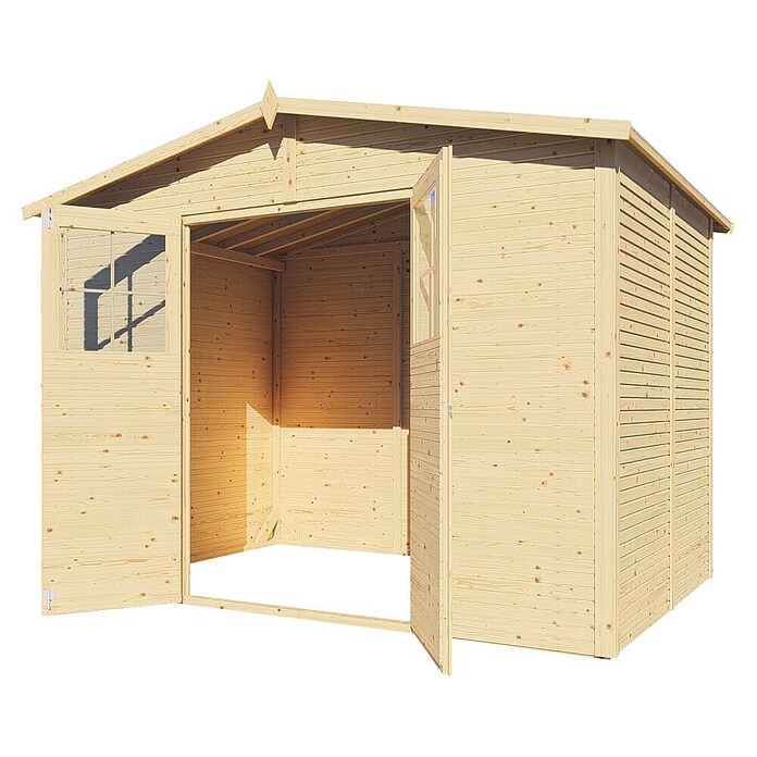 Bertilo Gartenhaus Plexi Apex 4 (Außenmaß inkl. Dachüberstand (B x T): 232 x 325 cm, Holz, Natur, Ohne Anbau) | BAUHAUS