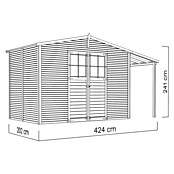 Bertilo Gartenhaus Plexi Apex 4 Plus (Außenmaß inkl. Dachüberstand (B x T): 209 x 435 cm, Holz, Natur, Mit Anbau) | BAUHAUS