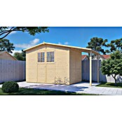 Bertilo Gartenhaus Plexi Apex 4 Plus (Außenmaß inkl. Dachüberstand (B x T): 209 x 435 cm, Holz, Natur, Mit Anbau) | BAUHAUS