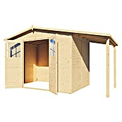 Bertilo Gartenhaus Plexi Apex 4 Plus (Außenmaß inkl. Dachüberstand (B x T): 209 x 435 cm, Holz, Natur, Mit Anbau) | BAUHAUS