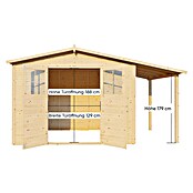 Bertilo Gartenhaus Plexi Apex 4 Plus (Außenmaß inkl. Dachüberstand (B x T): 209 x 435 cm, Holz, Natur, Mit Anbau) | BAUHAUS