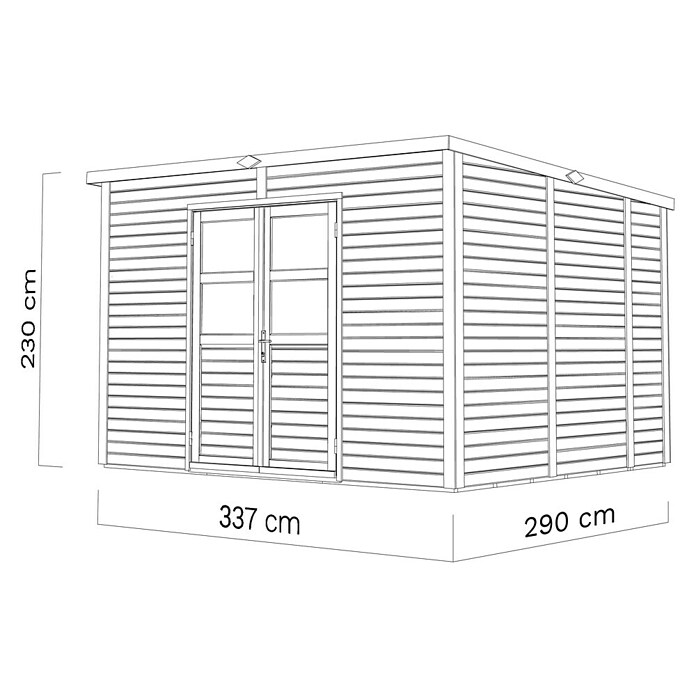 Bertilo Gartenhaus Borkum (Außenmaß inkl. Dachüberstand (B x T): 347 x 306 cm, Holz, Natur) | BAUHAUS