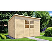 Bertilo Gartenhaus Borkum (Außenmaß inkl. Dachüberstand (B x T): 347 x 306 cm, Holz, Natur) | BAUHAUS