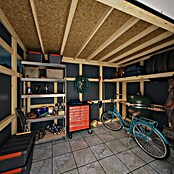 Bertilo Gerätehaus HPL 2 (Außenmaß inkl. Dachüberstand (B x T): 236 x 345 cm, Holz, Braun) | BAUHAUS
