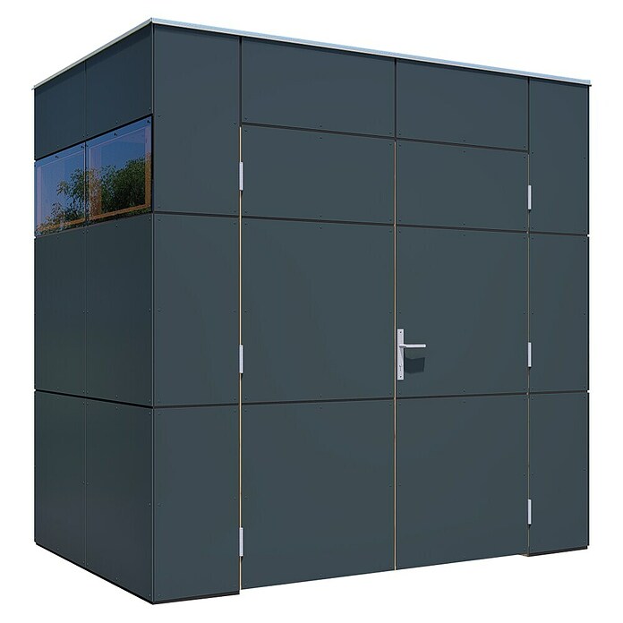 Bertilo Gerätehaus HPL Mini (Außenmaß inkl. Dachüberstand (B x T): 160 x 230 cm, Holz, Anthrazit) | BAUHAUS