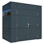 Bertilo Gerätehaus HPL Mini (Außenmaß inkl. Dachüberstand (B x T): 160 x 230 cm, Holz, Anthrazit) | BAUHAUS