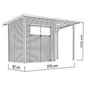 Bertilo Gerätehaus Pent Modern Plus (Außenmaß inkl. Dachüberstand (B x T): 157 x 418 cm, Holz, Natur) | BAUHAUS