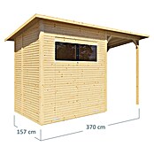 Bertilo Gerätehaus Pent Modern Plus (Außenmaß inkl. Dachüberstand (B x T): 157 x 418 cm, Holz, Natur) | BAUHAUS