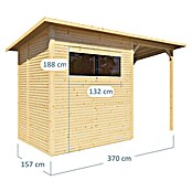Bertilo Gerätehaus Pent Modern Plus (Außenmaß inkl. Dachüberstand (B x T): 157 x 418 cm, Holz, Natur) | BAUHAUS
