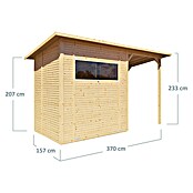 Bertilo Gerätehaus Pent Modern Plus (Außenmaß inkl. Dachüberstand (B x T): 157 x 418 cm, Holz, Natur) | BAUHAUS