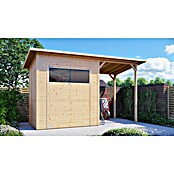 Bertilo Gerätehaus Pent Modern Plus (Außenmaß inkl. Dachüberstand (B x T): 157 x 418 cm, Holz, Natur) | BAUHAUS