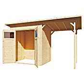 Bertilo Gerätehaus Pent Modern Plus (Außenmaß inkl. Dachüberstand (B x T): 157 x 418 cm, Holz, Natur) | BAUHAUS