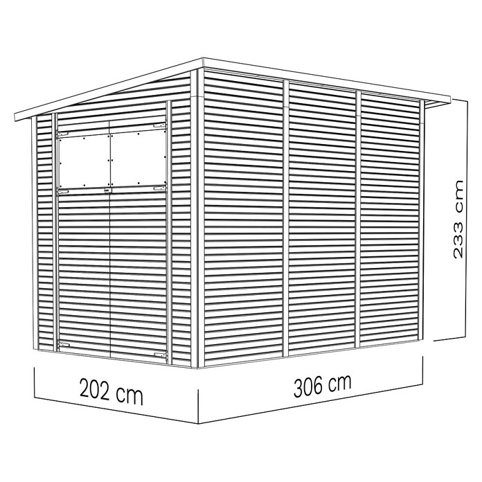 Bertilo Gerätehaus Pent Modern (Außenmaß inkl. Dachüberstand (B x T): 232 x 418 cm, Holz, Naturbelassen) | BAUHAUS