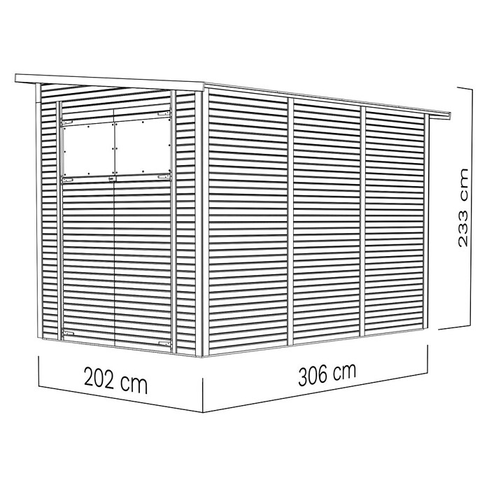 Bertilo Gerätehaus Pent Modern (Außenmaß inkl. Dachüberstand (B x T): 232 x 418 cm, Holz, Naturbelassen) | BAUHAUS