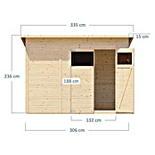 Bertilo Gerätehaus Pent Modern (Außenmaß inkl. Dachüberstand (B x T): 232 x 418 cm, Holz, Naturbelassen) | BAUHAUS