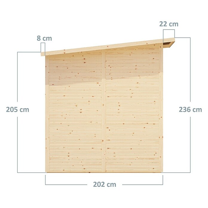Bertilo Gerätehaus Pent Modern (Außenmaß inkl. Dachüberstand (B x T): 232 x 418 cm, Holz, Naturbelassen) | BAUHAUS