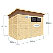 Bertilo Gerätehaus Pent Modern (Außenmaß inkl. Dachüberstand (B x T): 232 x 418 cm, Holz, Naturbelassen) | BAUHAUS