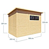Bertilo Gerätehaus Pent Modern (Außenmaß inkl. Dachüberstand (B x T): 232 x 418 cm, Holz, Naturbelassen) | BAUHAUS