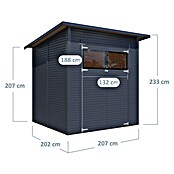 Bertilo Gerätehaus Pent Modern (Außenmaß inkl. Dachüberstand (B x T): 232 x 226 cm, Holz, Anthrazit) | BAUHAUS