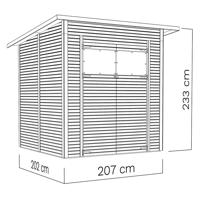 Bertilo Gerätehaus Pent Modern (Außenmaß inkl. Dachüberstand (B x T): 232 x 226 cm, Holz, Anthrazit) | BAUHAUS
