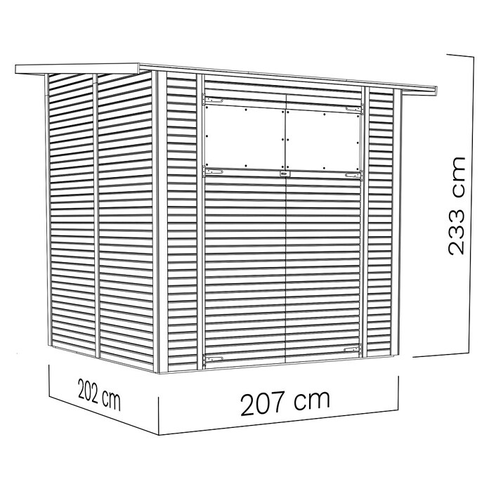 Bertilo Gerätehaus Pent Modern (Außenmaß inkl. Dachüberstand (B x T): 232 x 226 cm, Holz, Naturbelassen) | BAUHAUS