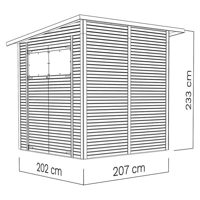 Bertilo Gerätehaus Pent Modern (Außenmaß inkl. Dachüberstand (B x T): 232 x 226 cm, Holz, Naturbelassen) | BAUHAUS