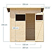 Bertilo Gerätehaus Pent Modern (Außenmaß inkl. Dachüberstand (B x T): 232 x 226 cm, Holz, Naturbelassen) | BAUHAUS