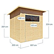 Bertilo Gerätehaus Pent Modern (Außenmaß inkl. Dachüberstand (B x T): 232 x 226 cm, Holz, Naturbelassen) | BAUHAUS