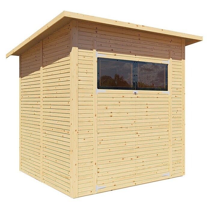 Bertilo Gerätehaus Pent Modern (Außenmaß inkl. Dachüberstand (B x T): 232 x 226 cm, Holz, Naturbelassen) | BAUHAUS