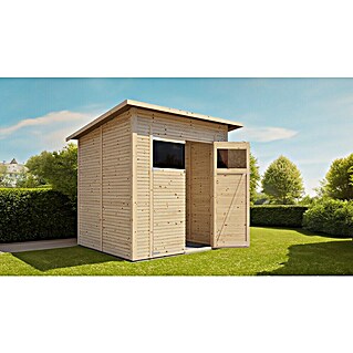 Bertilo Gerätehaus Pent Modern (Außenmaß inkl. Dachüberstand (B x T): 232 x 226 cm, Holz, Naturbelassen)