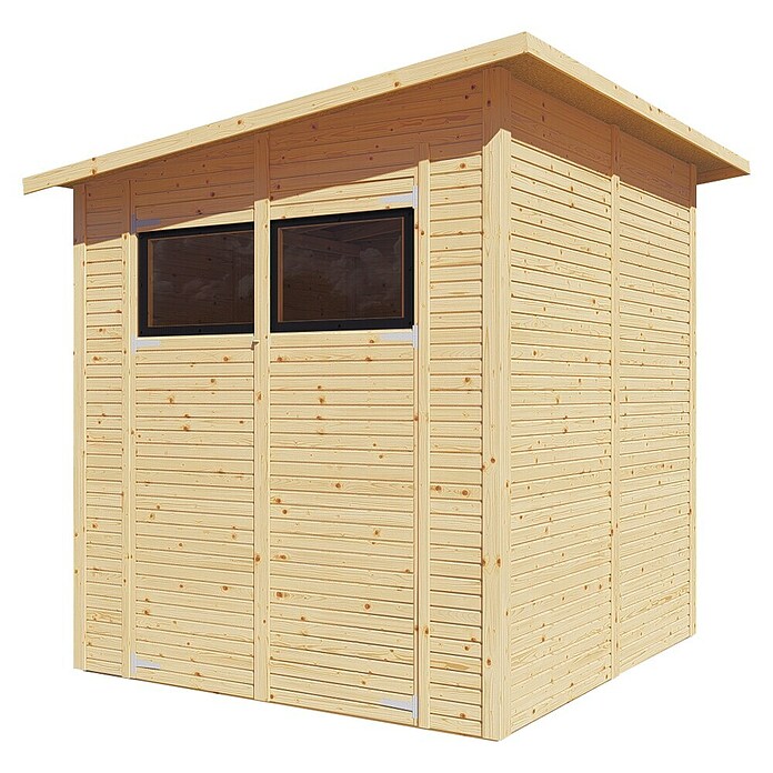 Bertilo Gerätehaus Pent Modern (Außenmaß inkl. Dachüberstand (B x T): 232 x 226 cm, Holz, Naturbelassen) | BAUHAUS