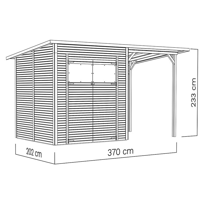 Bertilo Gerätehaus Pent Modern Plus (Außenmaß inkl. Dachüberstand (B x T): 232 x 418 cm, Holz, Natur) | BAUHAUS
