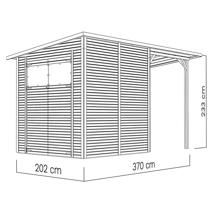 Bertilo Gerätehaus Pent Modern Plus (Außenmaß inkl. Dachüberstand (B x T): 232 x 418 cm, Holz, Natur) | BAUHAUS