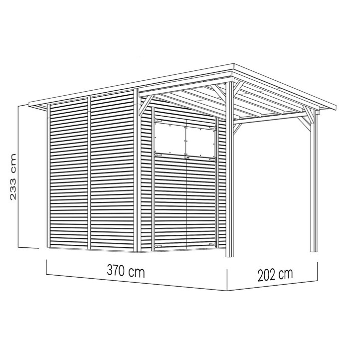 Bertilo Gerätehaus Pent Modern Plus (Außenmaß inkl. Dachüberstand (B x T): 232 x 418 cm, Holz, Natur) | BAUHAUS