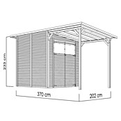 Bertilo Gerätehaus Pent Modern Plus (Außenmaß inkl. Dachüberstand (B x T): 232 x 418 cm, Holz, Natur) | BAUHAUS
