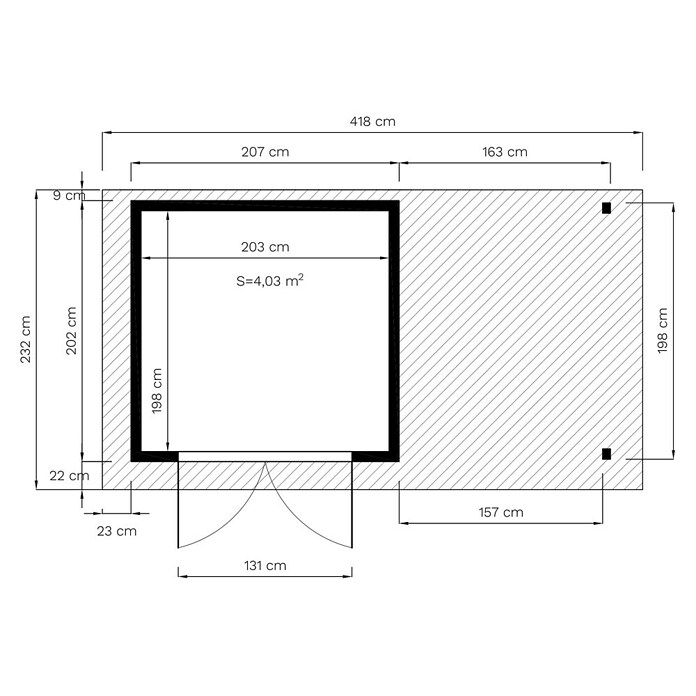 Bertilo Gerätehaus Pent Modern Plus (Außenmaß inkl. Dachüberstand (B x T): 232 x 418 cm, Holz, Natur) | BAUHAUS