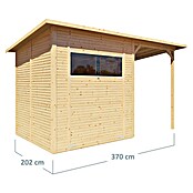 Bertilo Gerätehaus Pent Modern Plus (Außenmaß inkl. Dachüberstand (B x T): 232 x 418 cm, Holz, Natur) | BAUHAUS