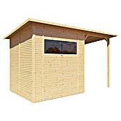 Bertilo Gerätehaus Pent Modern Plus (Außenmaß inkl. Dachüberstand (B x T): 232 x 418 cm, Holz, Natur) | BAUHAUS