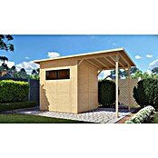 Bertilo Gerätehaus Pent Modern Plus (Außenmaß inkl. Dachüberstand (B x T): 232 x 418 cm, Holz, Natur) | BAUHAUS