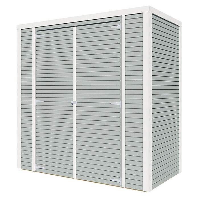 Bertilo Gerätehaus Box 1 (Außenmaß inkl. Dachüberstand (B x T): 110 x 208 cm, Holz, Grau) | BAUHAUS