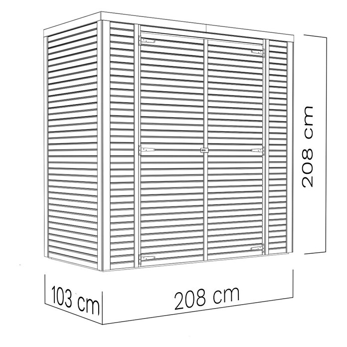 Bertilo Gerätehaus Box 1 (Außenmaß inkl. Dachüberstand (B x T): 110 x 208 cm, Holz, Grau) | BAUHAUS