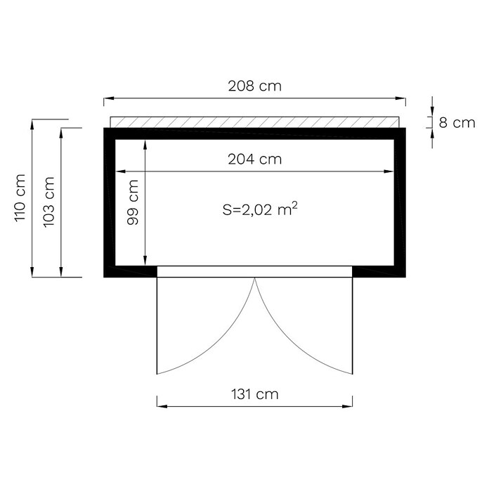 Bertilo Gerätehaus Box 1 (Außenmaß inkl. Dachüberstand (B x T): 110 x 208 cm, Holz, Grau) | BAUHAUS