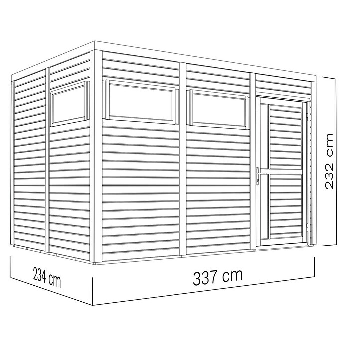Bertilo Gartenhaus Cubus 3 (Außenmaß inkl. Dachüberstand (B x T): 240 x 336 cm, Holz, Naturbelassen) | BAUHAUS