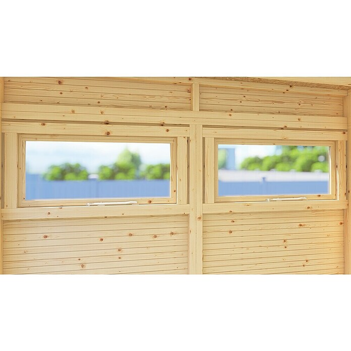 Bertilo Gartenhaus Cubus 3 Office (Außenmaß inkl. Dachüberstand (B x T): 240 x 336 cm, Holz, Anthrazit) | BAUHAUS