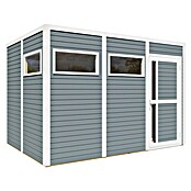 Bertilo Gartenhaus Cubus 3 (Außenmaß inkl. Dachüberstand (B x T): 240 x 336 cm, Holz, Hellgrau/ Weiß) | BAUHAUS